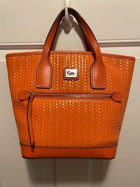 Dooney & Bourke Cameron Orange Woven Leather Tote nwot crossbody